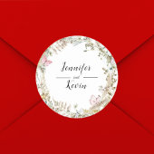 Elegante Botanische Grüne Wasserfarbenhochzeit Runder Aufkleber