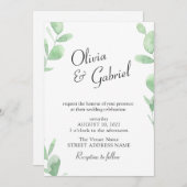 Elegante botanische Grünflächen. Einfache Hochzeit Einladung (Vorne/Hinten)