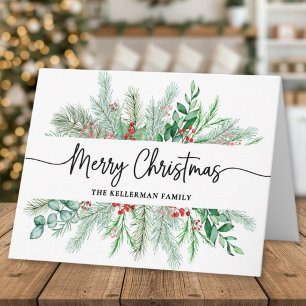 Elegante botanische Grünpflanzen Frohe Weihnachten