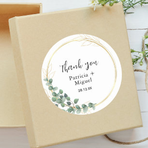 Elegante Botanische Grünpflanzen Goldene Hochzeit Runder Aufkleber