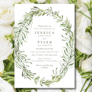 Elegante botanische Grünpflanzen Hochzeit Einladung