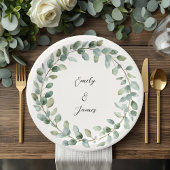 Elegante botanische Grünpflanzen Hochzeitspapier-T Pappteller