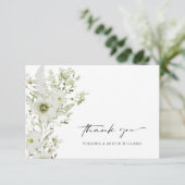 Elegante Botanische Hochzeit Dankeschön-Karte Dankeskarte (Stehend Vorderseite)