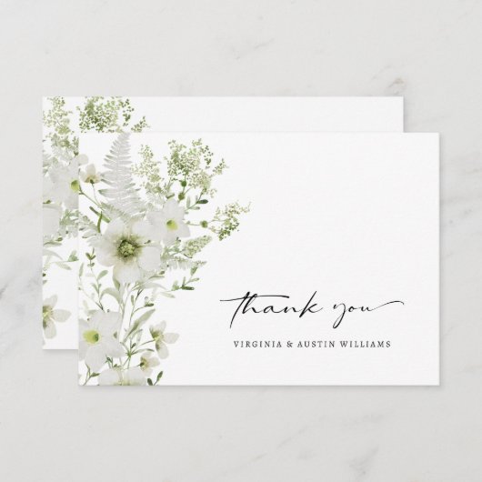 Elegante Botanische Hochzeit Dankeschön-Karte Dankeskarte (Vorne/Hinten)