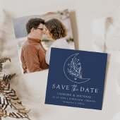 Elegante Botanische Hochzeit des Mondes und der St Save The Date