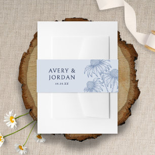 Elegante Botanische Hochzeit Dusty Blue Wedding Einladungsbanderole