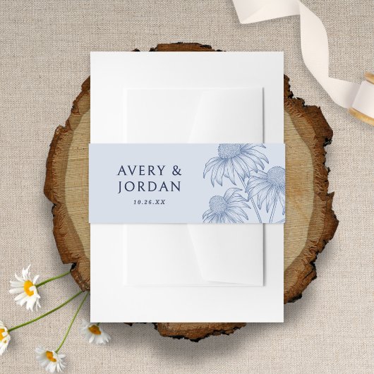 Elegante Botanische Hochzeit Dusty Blue Wedding Einladungsbanderole