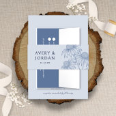 Elegante Botanische Hochzeit Dusty Blue Wedding Einladungsbanderole