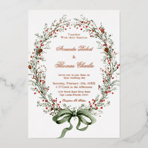 Elegante botanische Hochzeit Folieneinladung