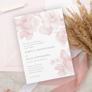 Elegante botanische Hochzeit mit Blumen Einladung