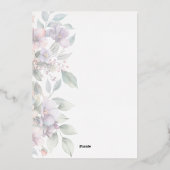 Elegante botanische Hochzeit mit Blumen Folieneinladung (Rückseite)