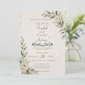 Elegante botanische Hochzeit mit Deckle Edge Einladung (Stehend Vorderseite)