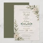 Elegante botanische Hochzeit mit Deckle Edge Einladung (Vorne/Hinten)