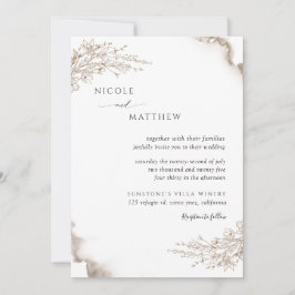 Elegante Botanische Hochzeit mit erdigen Tönen Einladung