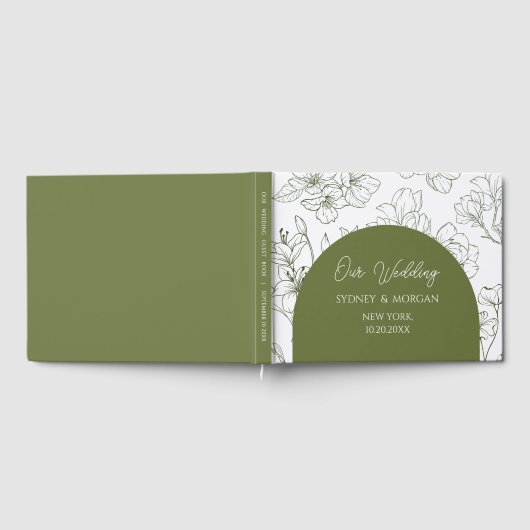 Elegante botanische Hochzeit mit floraler Schrift Gästebuch (Voll)
