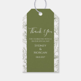 Elegante botanische Hochzeit mit floraler Schrift Geschenkanhänger