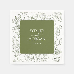 Elegante botanische Hochzeit mit floraler Schrift Serviette