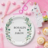 Elegante Botanische Hochzeit mit Grün Pappteller (Party)