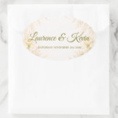 Elegante botanische Hochzeit Ovaler Aufkleber (Tasche)