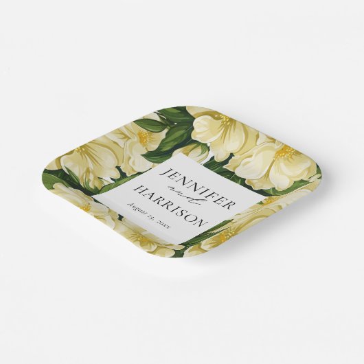 Elegante, botanische Hochzeit Pappteller (Gewinkelt)