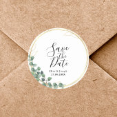 Elegante botanische Hochzeit rettet das Datum Runder Aufkleber