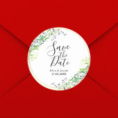 Elegante botanische Hochzeit rettet das Datum Runder Aufkleber