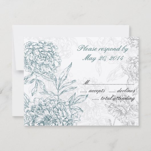 Elegante Botanische Hochzeit RSVP Cards Jadecreme (Vorderseite)