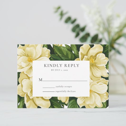 Elegante, botanische Hochzeit RSVP Karte (Stehend Vorderseite)