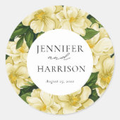 Elegante, botanische Hochzeit Runder Aufkleber (Vorderseite)