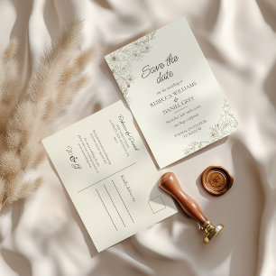 Elegante botanische Hochzeit-Save-the-Date-Postkar Postkarte