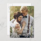 Elegante botanische Hochzeit speichern Sie das Dat Ankündigungspostkarte (Vorne/Hinten)