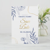 Elegante botanische Hochzeit Speichern Sie die Dat Einladung (Stehend Vorderseite)
