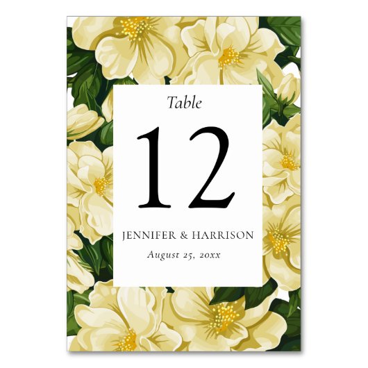 Elegante, botanische Hochzeit Tischnummer (Vorderseite)