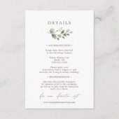 Elegante botanische Hochzeitdetails Begleitkarte (Vorderseite)