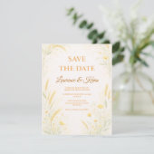 Elegante botanische Hochzeits‑Save Save The Date (Stehend Vorderseite)