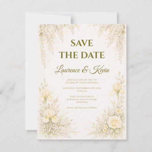 Elegante botanische Hochzeits‑Save‑the‑Date Save The Date (Vorderseite)