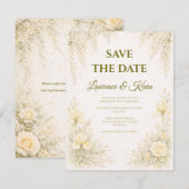 Elegante botanische Hochzeits‑Save‑the‑Date Save The Date (Vorne/Hinten)