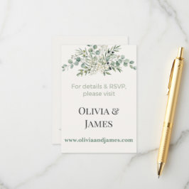 Elegante botanische Hochzeits-Website-Einlegekarte Hinweiskarte