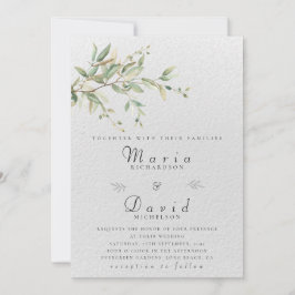 Elegante botanische Hochzeitseinladung mit Grüntön Einladung