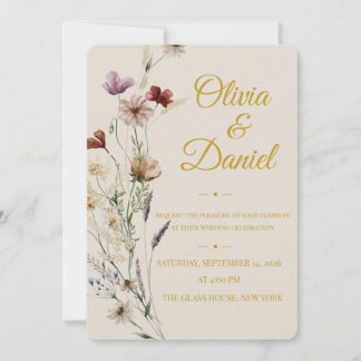 Elegante botanische Hochzeitseinladung | Modern Ro Einladung