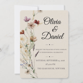 Elegante botanische Hochzeitseinladung | Modern Ro Einladung