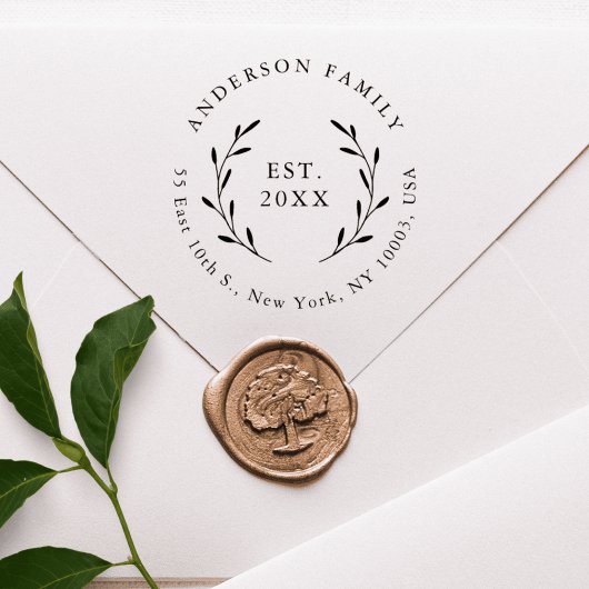 Elegante botanische Hochzeitsfamilie Rücksendeadre Gummistempel