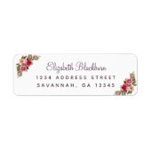 Elegante botanische Hochzeitsfeier Rücksendeadress (Vorne)