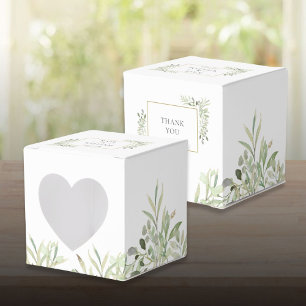 Elegante Botanische Hochzeitsgunstbox mit Grünpfla Geschenkschachtel
