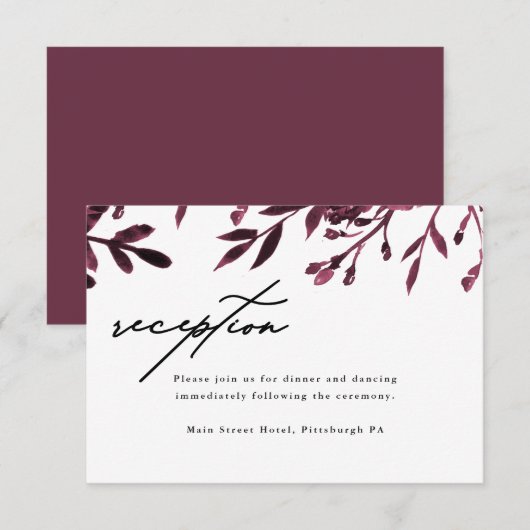 Elegante Botanische Hochzeitskarte Begleitkarte (Vorne/Hinten)