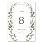 Elegante Botanische Hochzeitskarte Tischnummer (Rückseite)