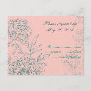 Elegante botanische Hochzeitskarten RSVP Pink Jade Karte