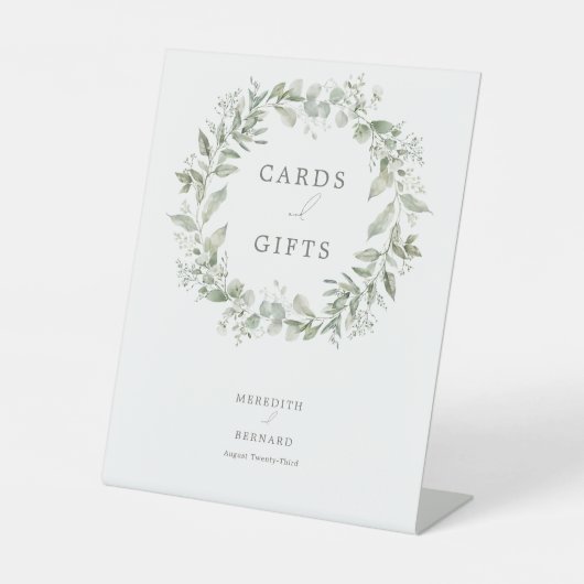 Elegante botanische Hochzeitskarten und Geschenke Sockelschild (Vorderseite)