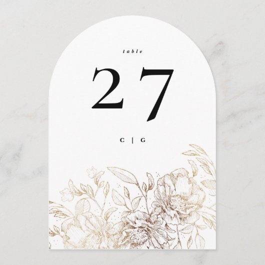 Elegante Botanische Hochzeitstorte Tischnummer (Rückseite)