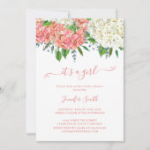 Elegante Botanische Hydrangea Girl Baby Dusche Einladung (Vorderseite)